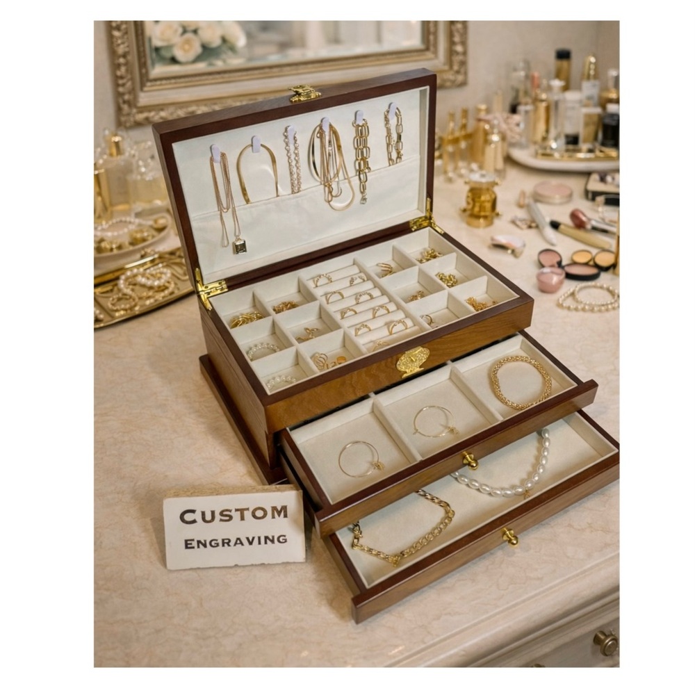 Personlized Large Size  Elegant Wooden Jewelry Box